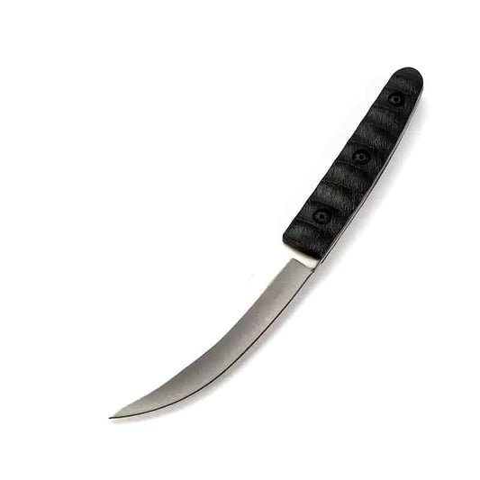 Briceag cu husa piele vegana, lama fixa, otel japonez, calire laser, maner G10, Negru