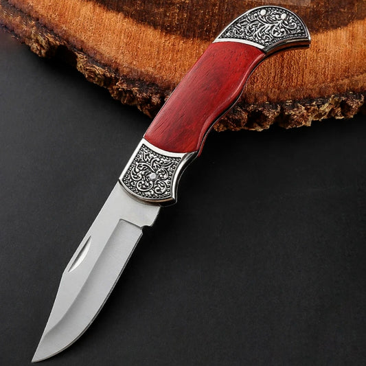 Briceag, lama pliabila, otel japonez, maner lemn, Rose