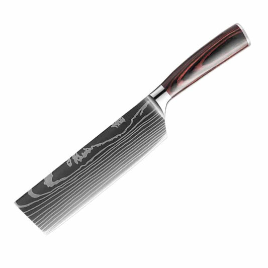 Cutit profesional Japonez Nakiri, otel japonez HRC 60 calire laser, maner Delux Pakka