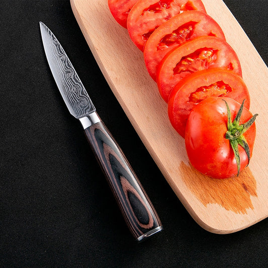 Set 3 cutite profesionale, otel Japonez HRC 60 calire laser, maner Deluxe Pakka