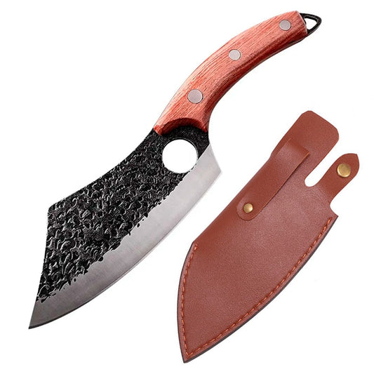 Cutit profesional cu husa seria Camping II, Otel Japonez HRC 60 calire manuala, maner lemn