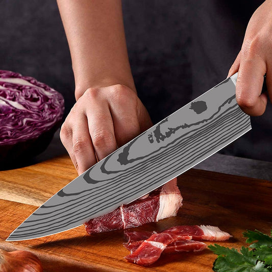 Set 8 cutite profesionale, otel Japonez HRC 60, calire laser, 8 cutite, maner G10