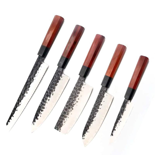 Set 5 cutite profesional seria JP, otel japonez HRC 60 calire manuala, maner Delux Pakka