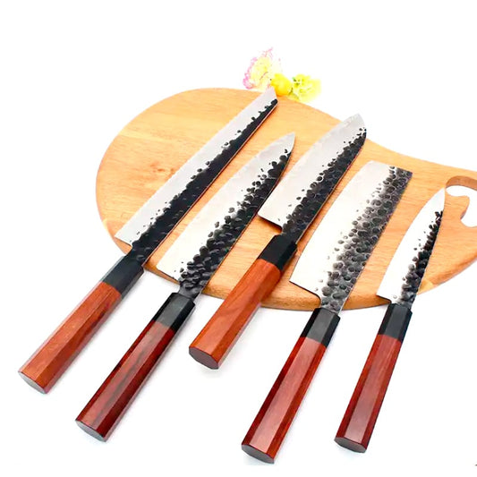 Set 5 cutite profesional seria JP, otel japonez HRC 60 calire manuala, maner Delux Pakka