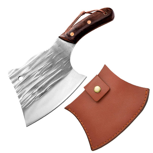 Topor camping mini cu husa, Otel Japonez HRC 60 calire manuala, maner lemn dur Huali