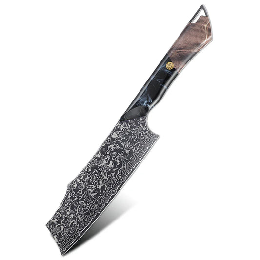 Cuțit Nakiri gama Premium – Cuțit Japonez pentru Legume, Oțel Damasc VG-10, Mâner Ergonomic din Arțar și Rășină