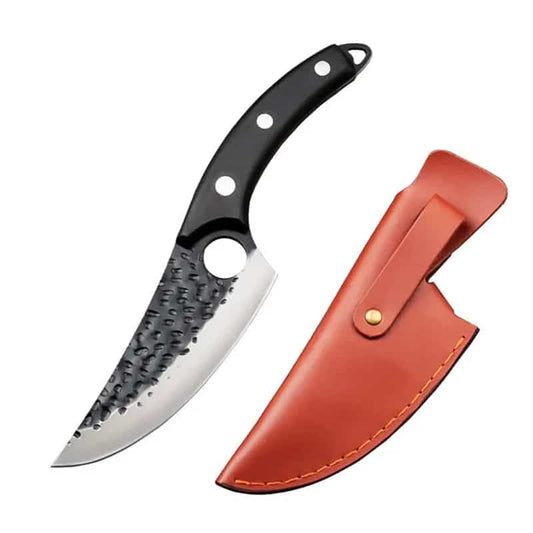 Cutit profesional cu husa seria Camping III, Otel Japonez HRC 60 calire manuala, maner lemn, Black