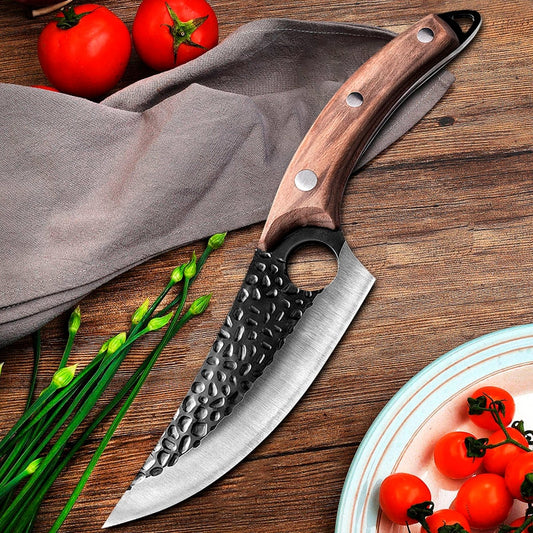 Cutit profesional cu husa seria Camping III, Otel Japonez HRC 60 calire manuala, maner lemn