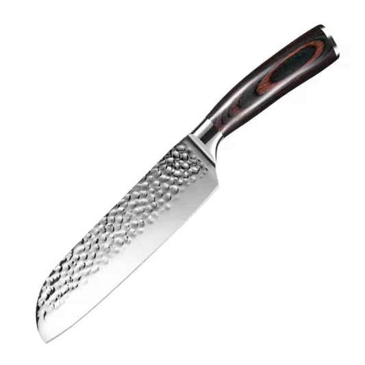 Cuțit profesional Santoku, otel japonez HRC 60 calire manuala, maner Delux Pakka